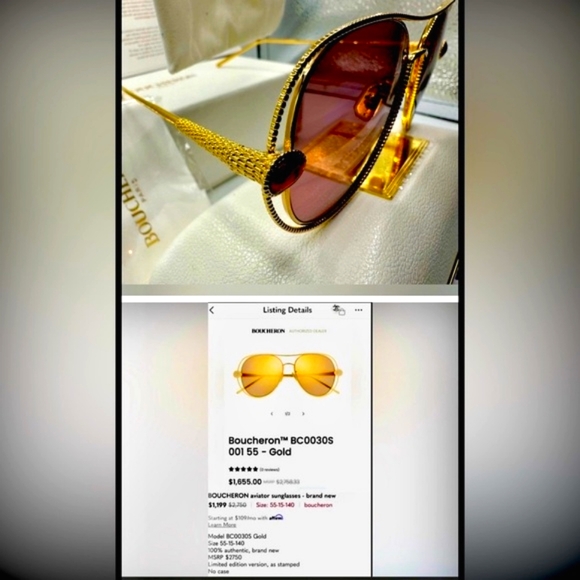 🏆Boucheron Paris BC0030S 006‼️Size 55-15-140‼️Palladium plated‼️ - Picture 9 of 16